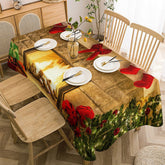 Lofaris Stone Fireplace Glitter Tree Christmas Tablecloth